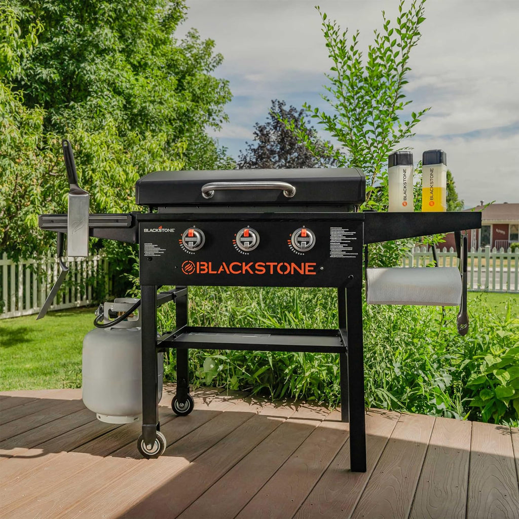 28 Inch Black Griddle with Hood 3-Burner Outdoor Flat Top Grill Z33789