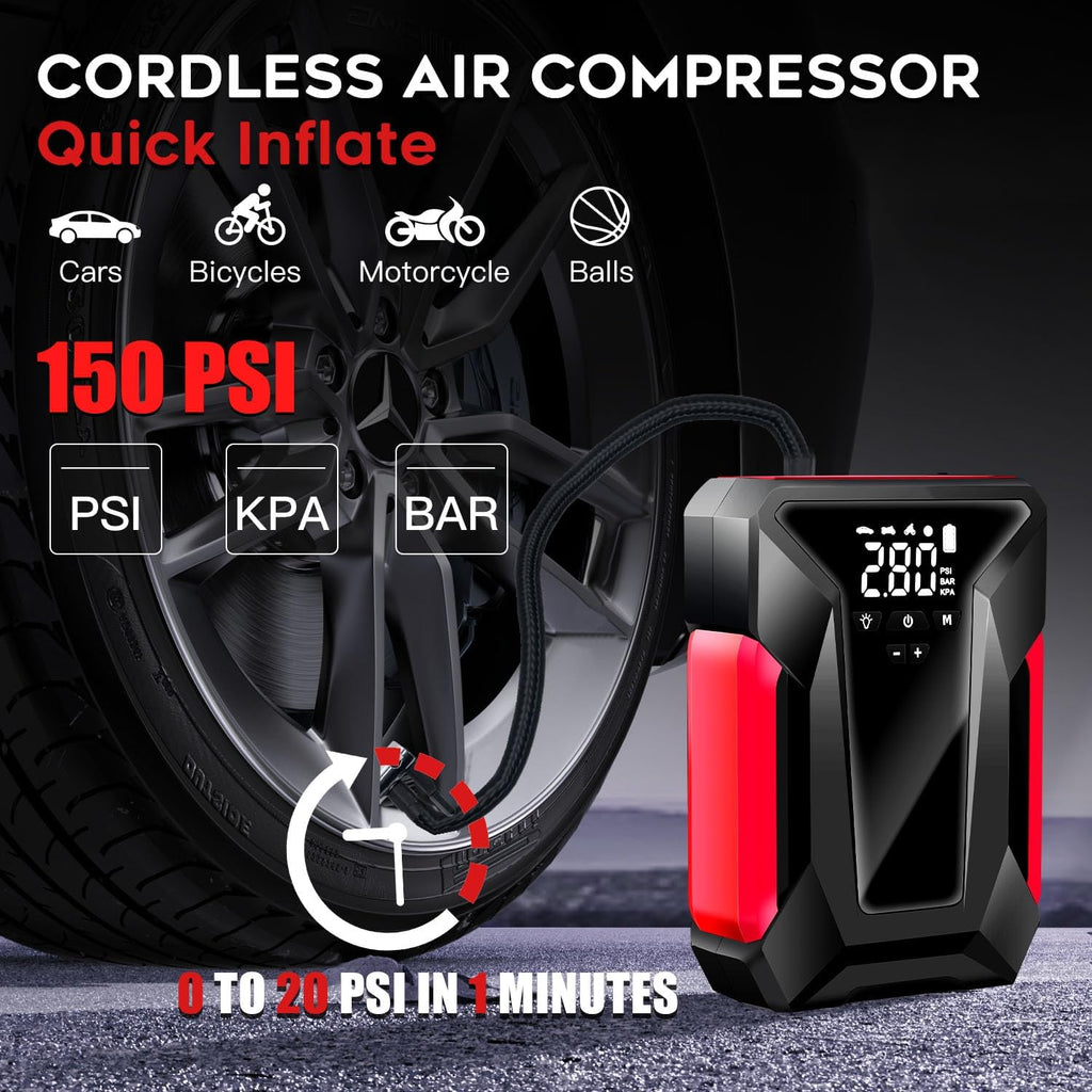 4000A Peak Car Jump Starter with Air Compressor and Emergency LED Light K242248