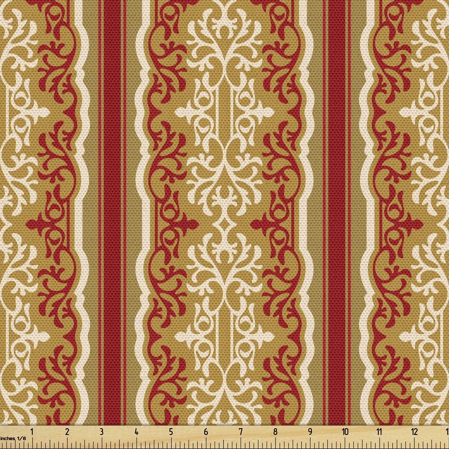 Orient Fabric by The Yard, Ruby Pale Coffee Cream Decorative Fabric Q997127