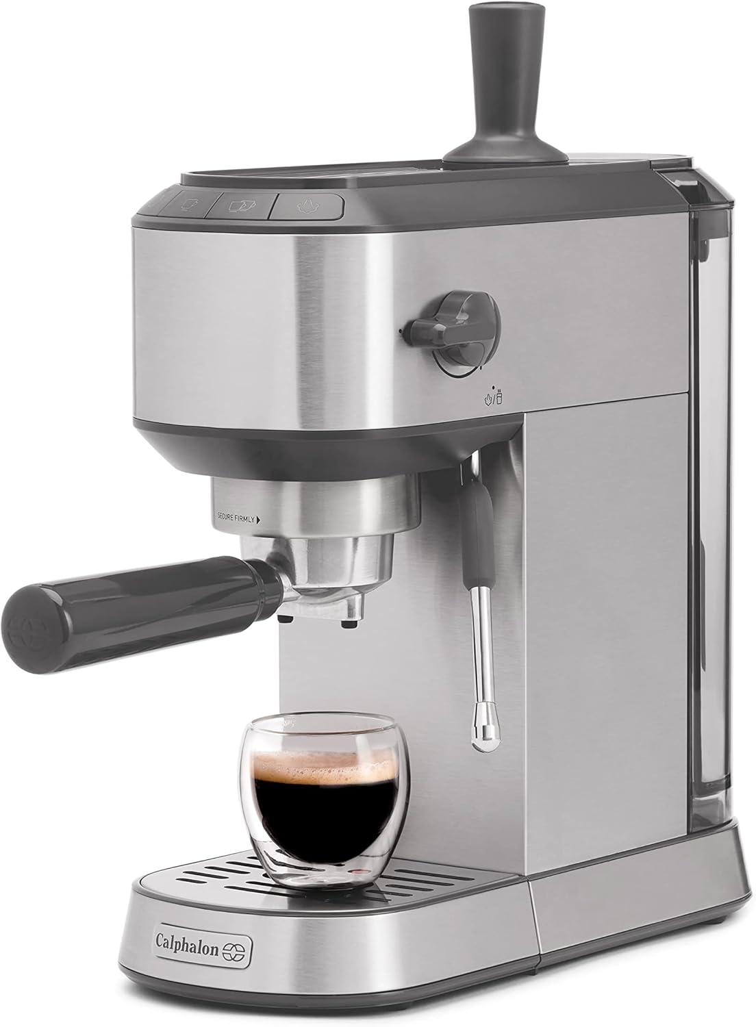 Compact Espresso Machine with Milk Frother, Stainless Steel S4047