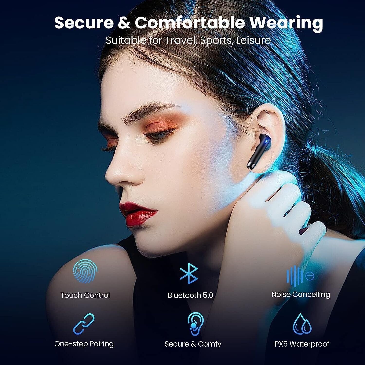 Black TWS Wireless Bluetooth 5.0 Earbuds with Charging Case S1451
