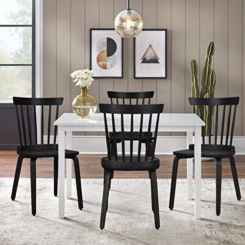 Black Solid Wood Spindle Back Dining Chairs Set of 4 N935