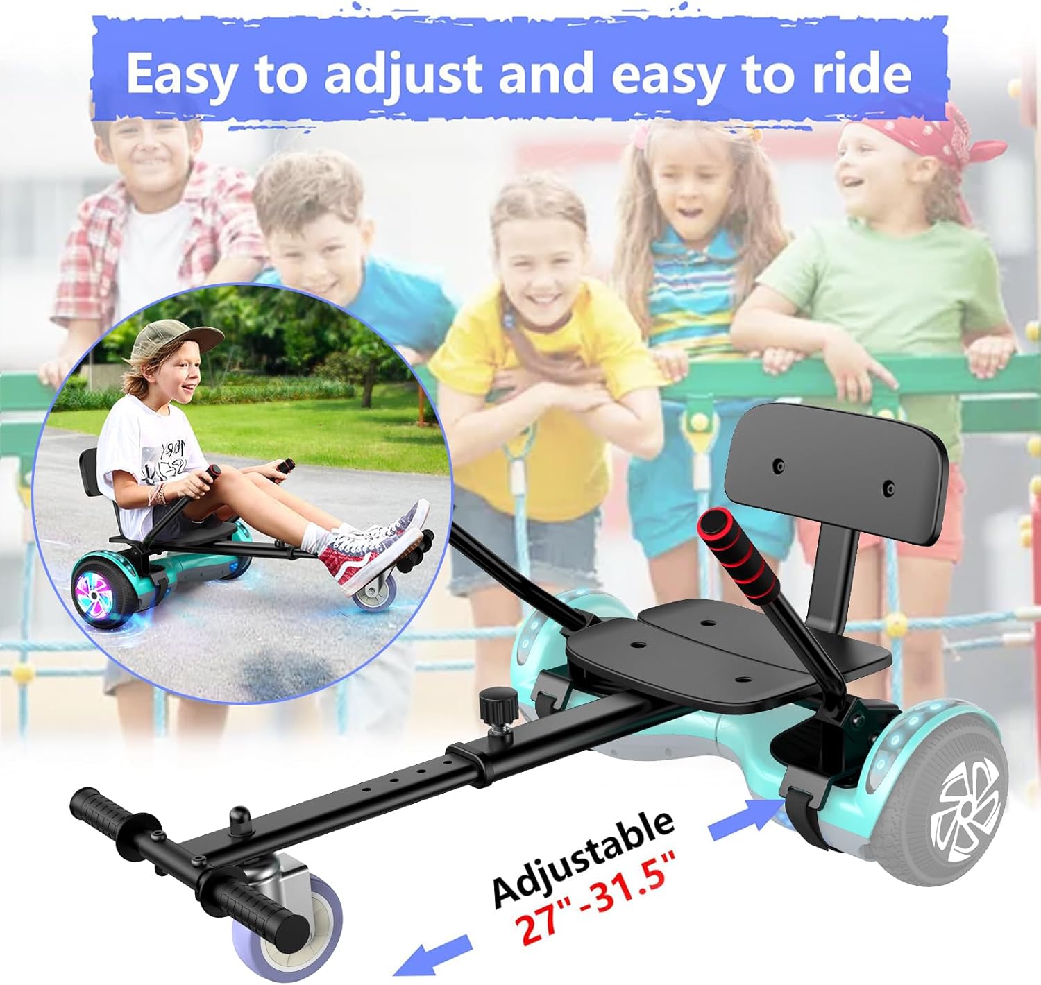 6.5" Self Balancing Scooter with Seat Attachment and Bluetooth LED Lights R6573