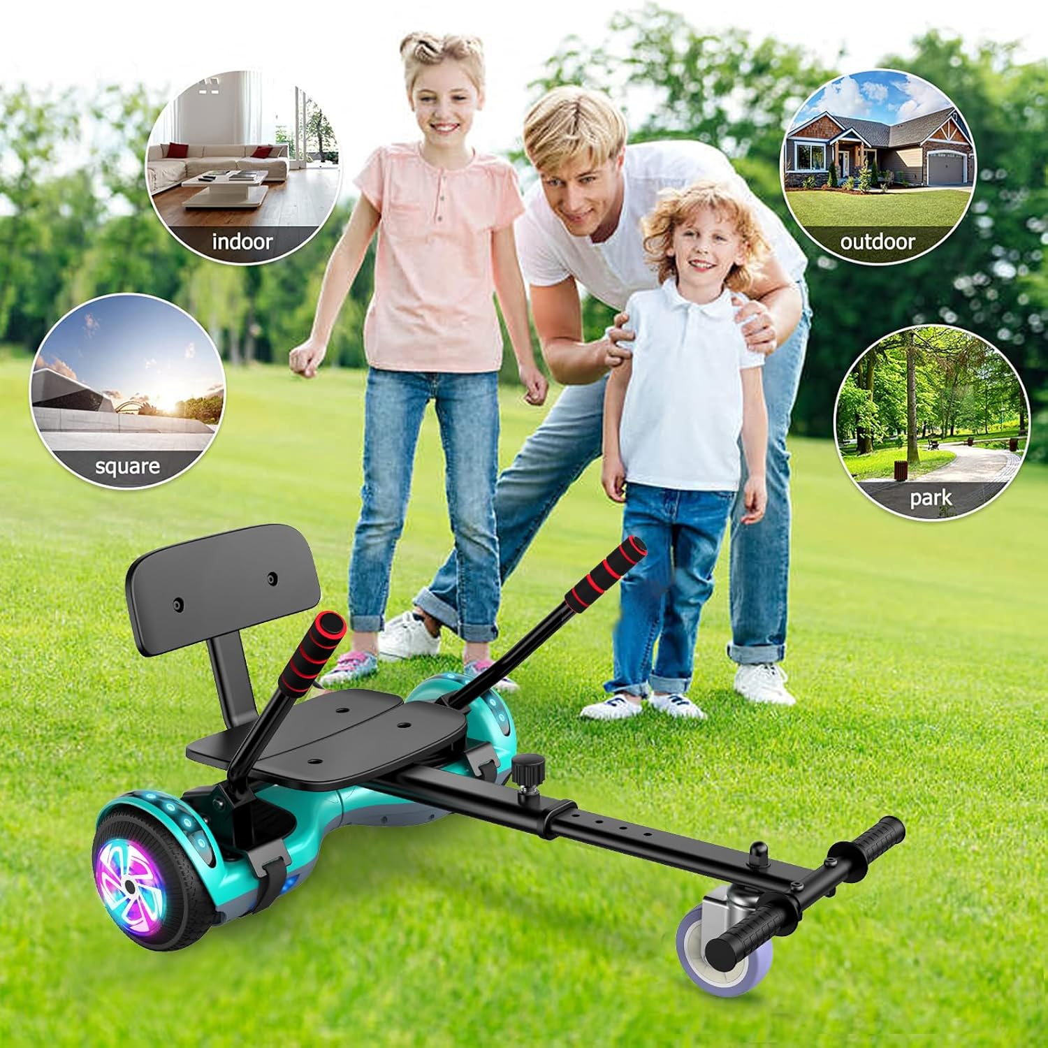 6.5" Self Balancing Scooter with Seat Attachment and Bluetooth LED Lights R6573