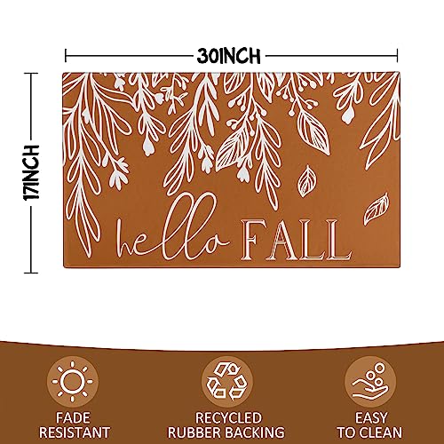 Buffalo Plaid Pumpkin Football Welcome Mat 30" x 17" S7916