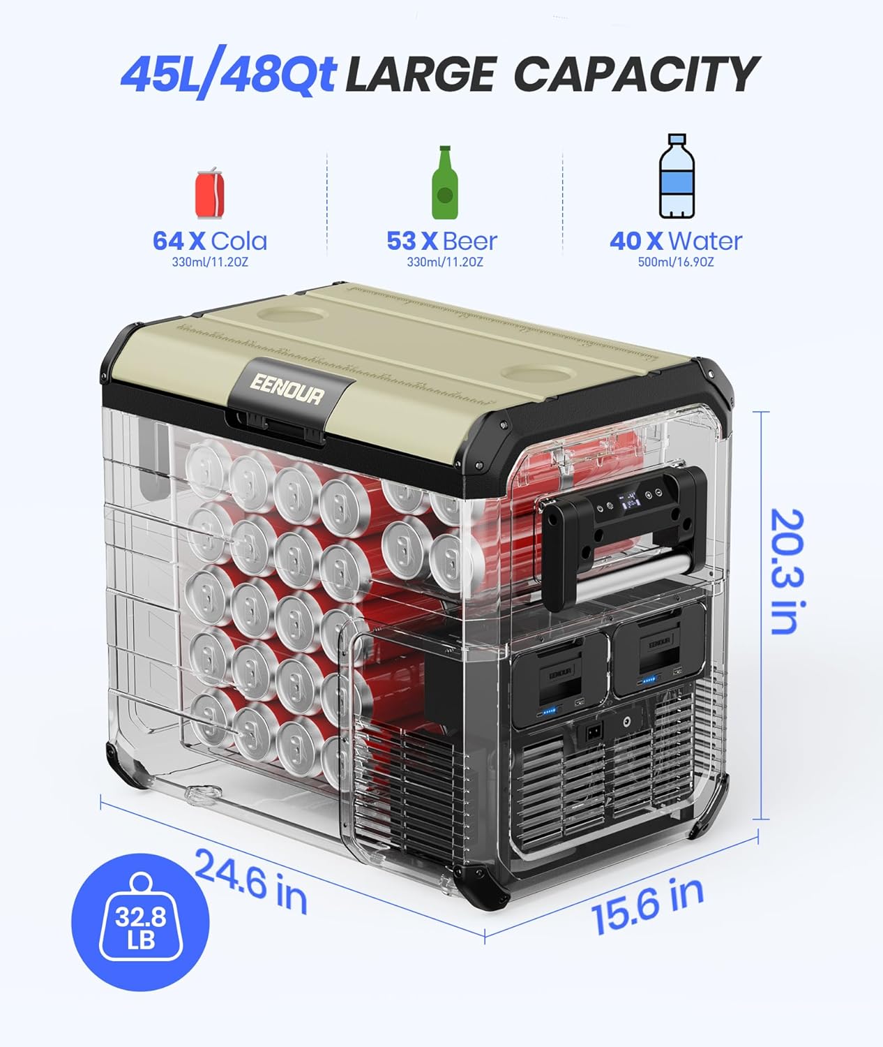 48 Quart 45L 12V Portable Car Fridge Freezer H69567