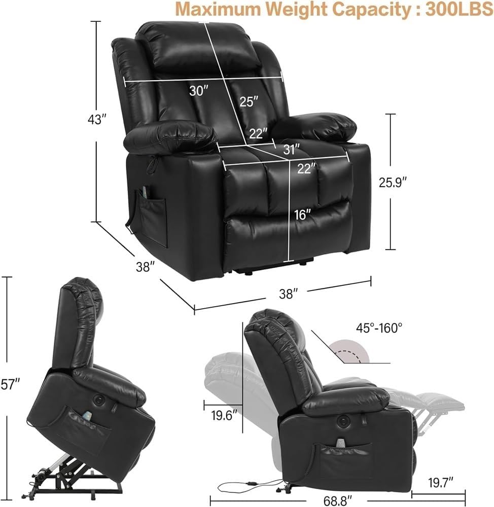 Power Lift Recliner Chair with Massage Heat V160647
