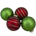 4ct Glass Red Green Matte Christmas Ball Ornaments 3.25-Inch G59380