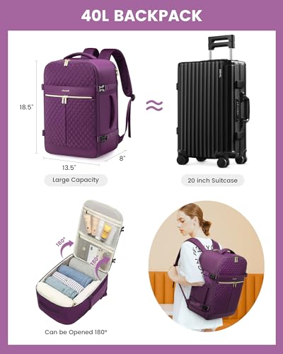 40L Waterproof Travel Backpack with 3 Packing Cubes P828239