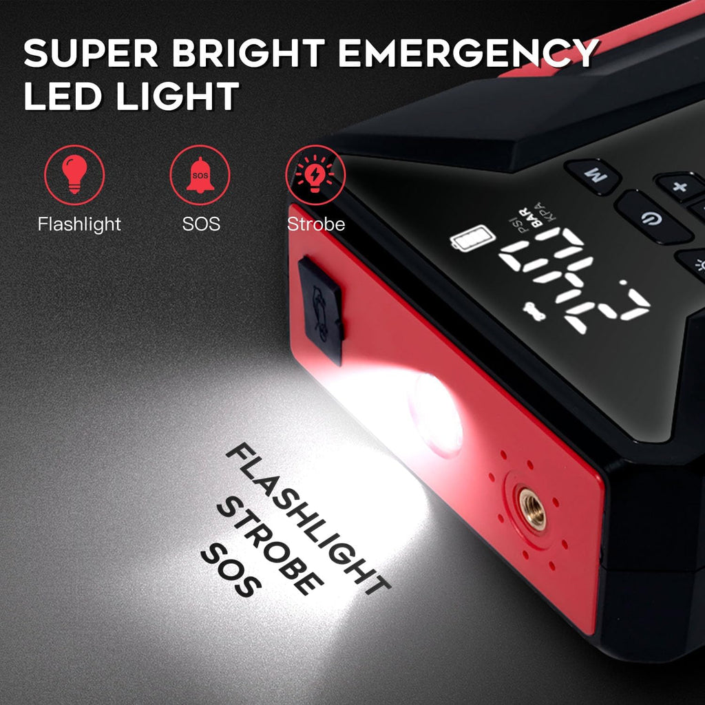 4000A Peak Car Jump Starter with Air Compressor and Emergency LED Light K242248