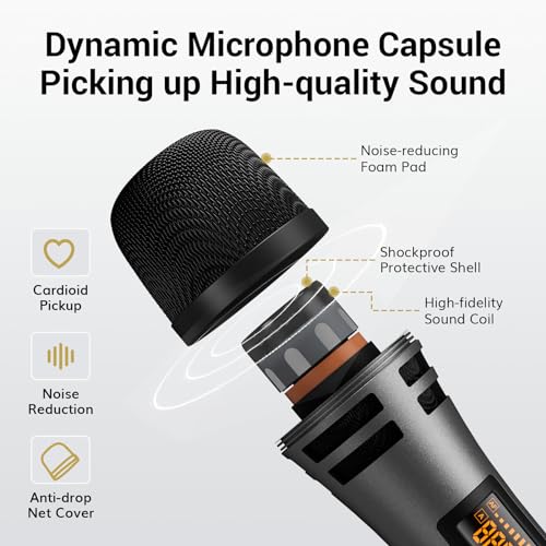 Wireless Microphone System with 4x10 Channels Cordless Handheld Microphone Y646