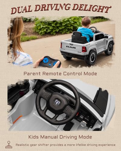 12V Licensed Ram 1500 Ride on Toy with Parent Remote Control (Black) W3402