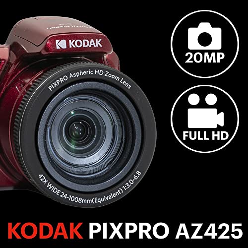 Red 20MP Digital Camera 42X Optical Zoom 24mm Wide Angle 1080P Full HD Video Y38155