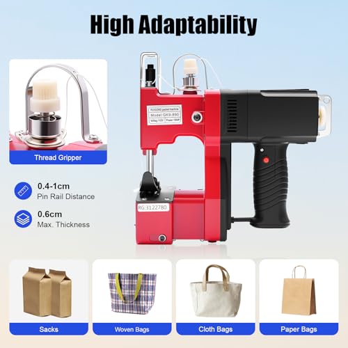 Red 6MM Industrial Canvas Sewing Machine with Accessory Kit A4695