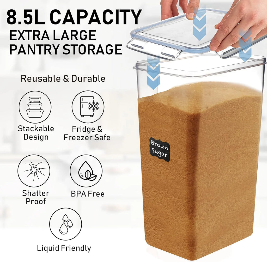 2PCS Extra Large Airtight Clear Plastic 8.5L Storage Containers with Lids K148936