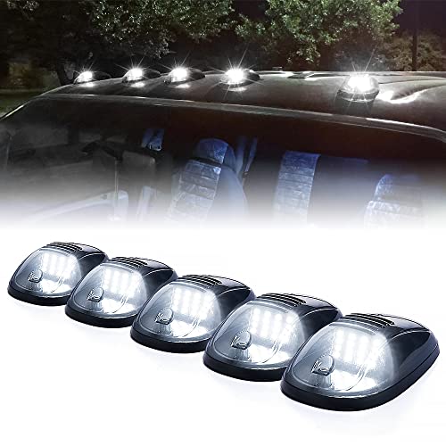 Black Smoked Lens 12 LEDs Cab Clearance Light 5 Pcs Roof Top Marker Running Lights Kit D320
