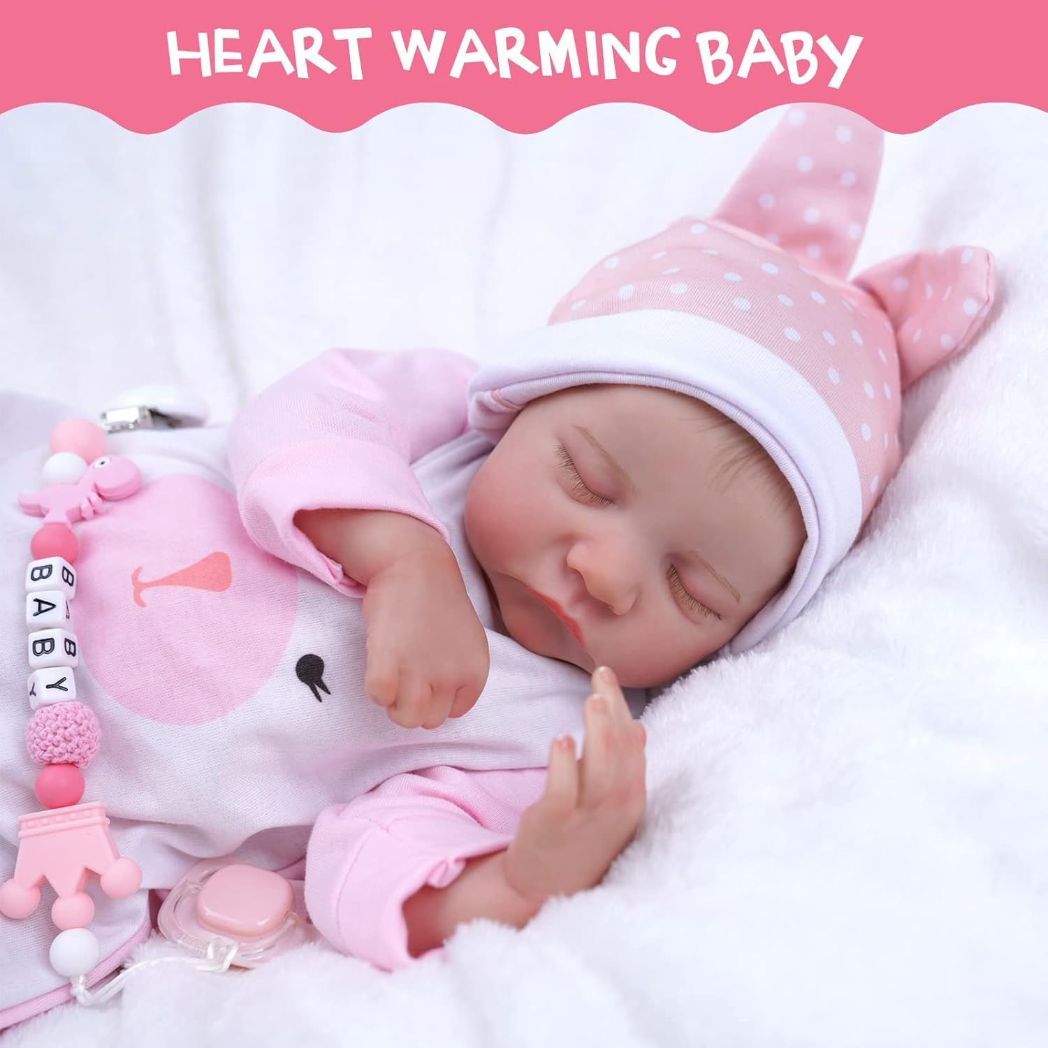 17-Inch Soft Cloth Body Realistic Newborn Sleeping Baby Doll Q9554