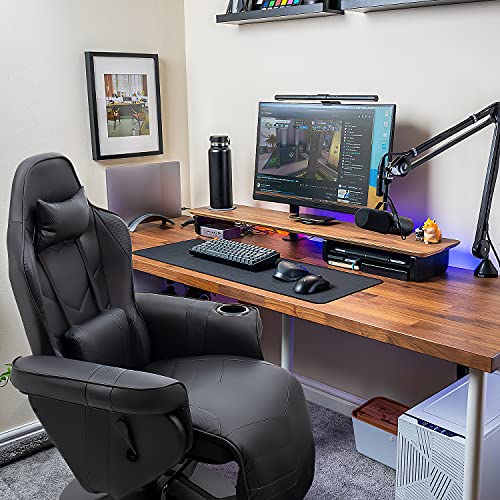 White PU Leather Gaming Recliner Chair with Footrest Headrest and Lumbar Support U2574