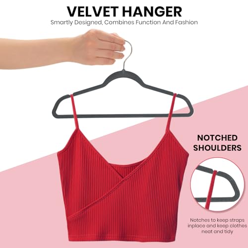 Velvet Hangers 20 Pack Non Slip Ivory Felt Hangers with 360° Rotatable Hook Z243