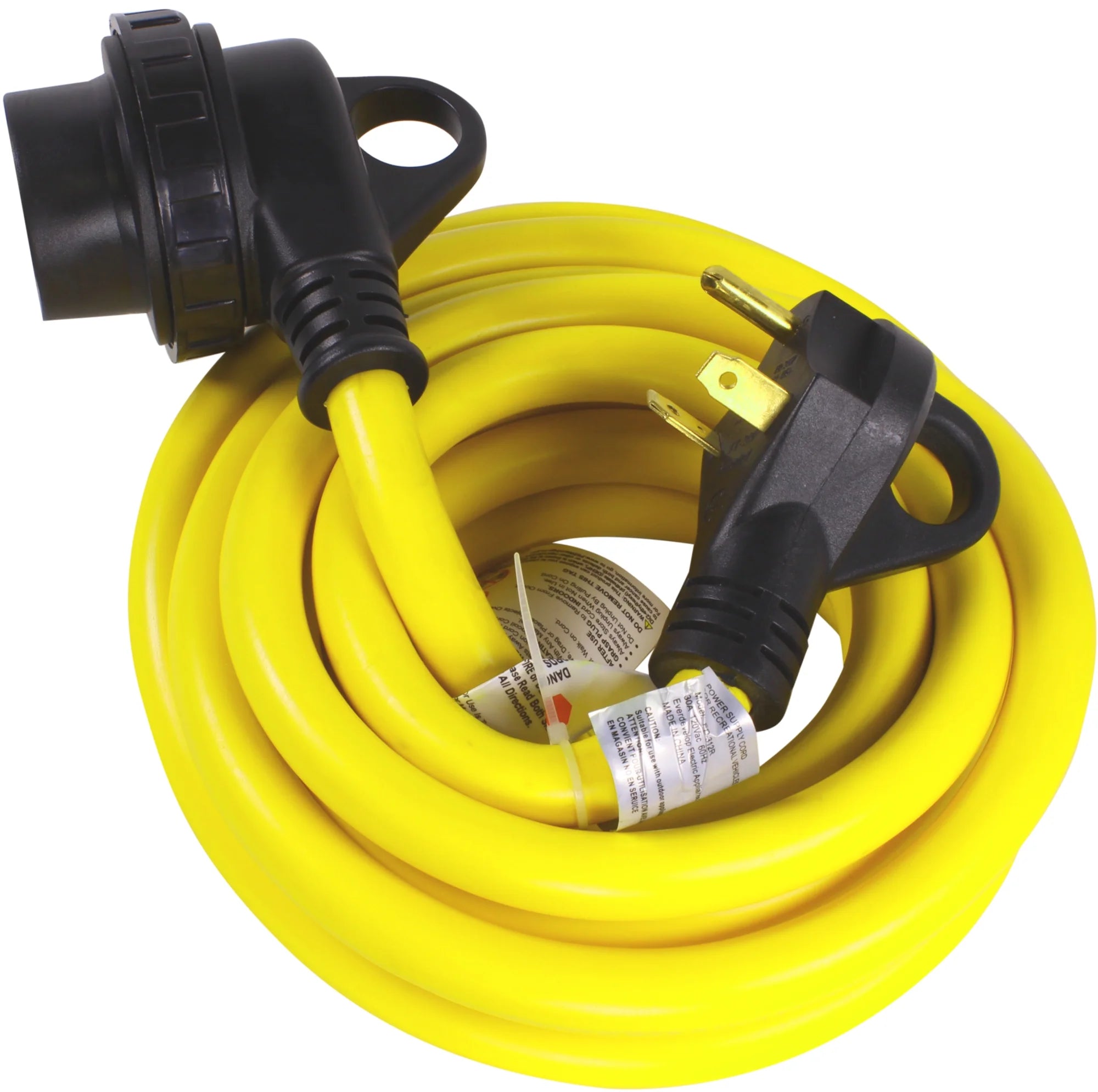30A RV Power Extension Cord, Black Grip Handle, 15 Feet H30308