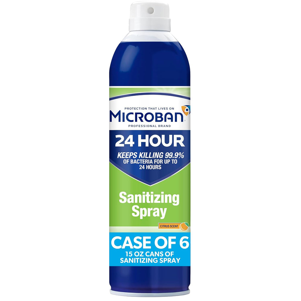 Microban 24 Aerosol Disinfectant Spray, Citrus Scent, Pack of 6, 15 fl oz. Each Q2463