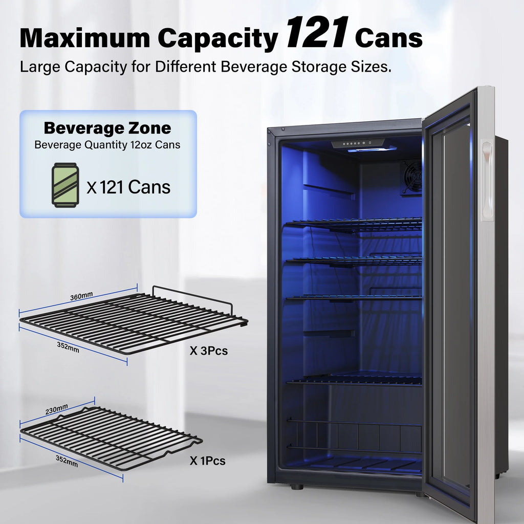 Freestanding Compact Mini Drink Fridge with Glass Door L58910