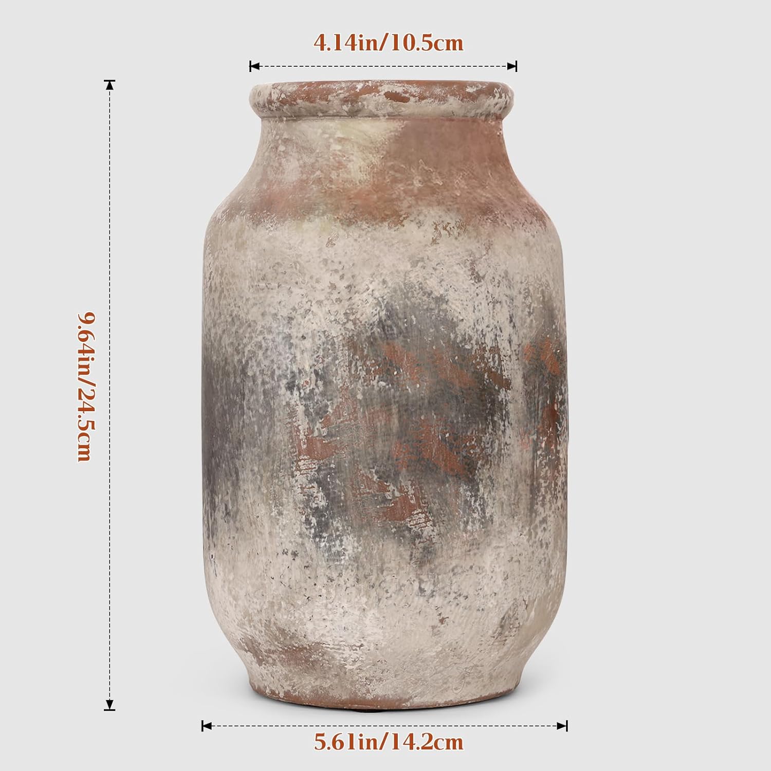 Rustic Ceramic Flower Vase Whitewashed Terracotta Floor Vase E8529