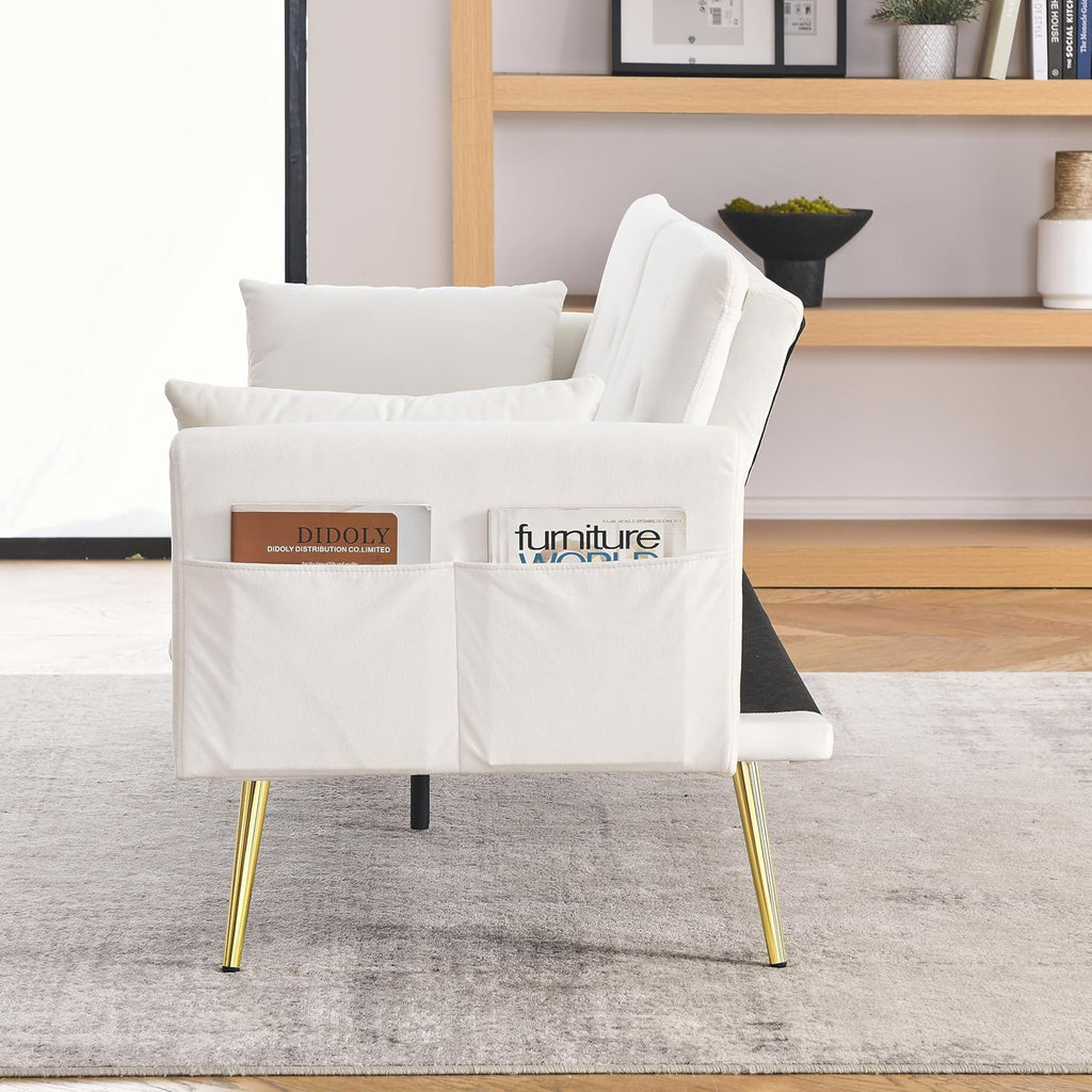 72.5" Adjustable Velvet Sofa Bed with Two Pillows K3672