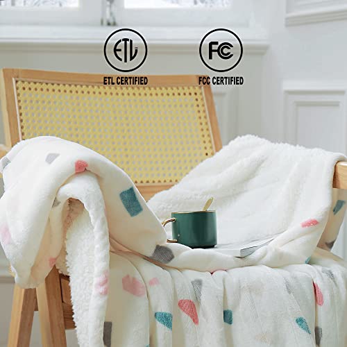Heated Blanket Throw 50"x60" Machine Washable Electric Throw Blanket with 4 Heating Levels H7898