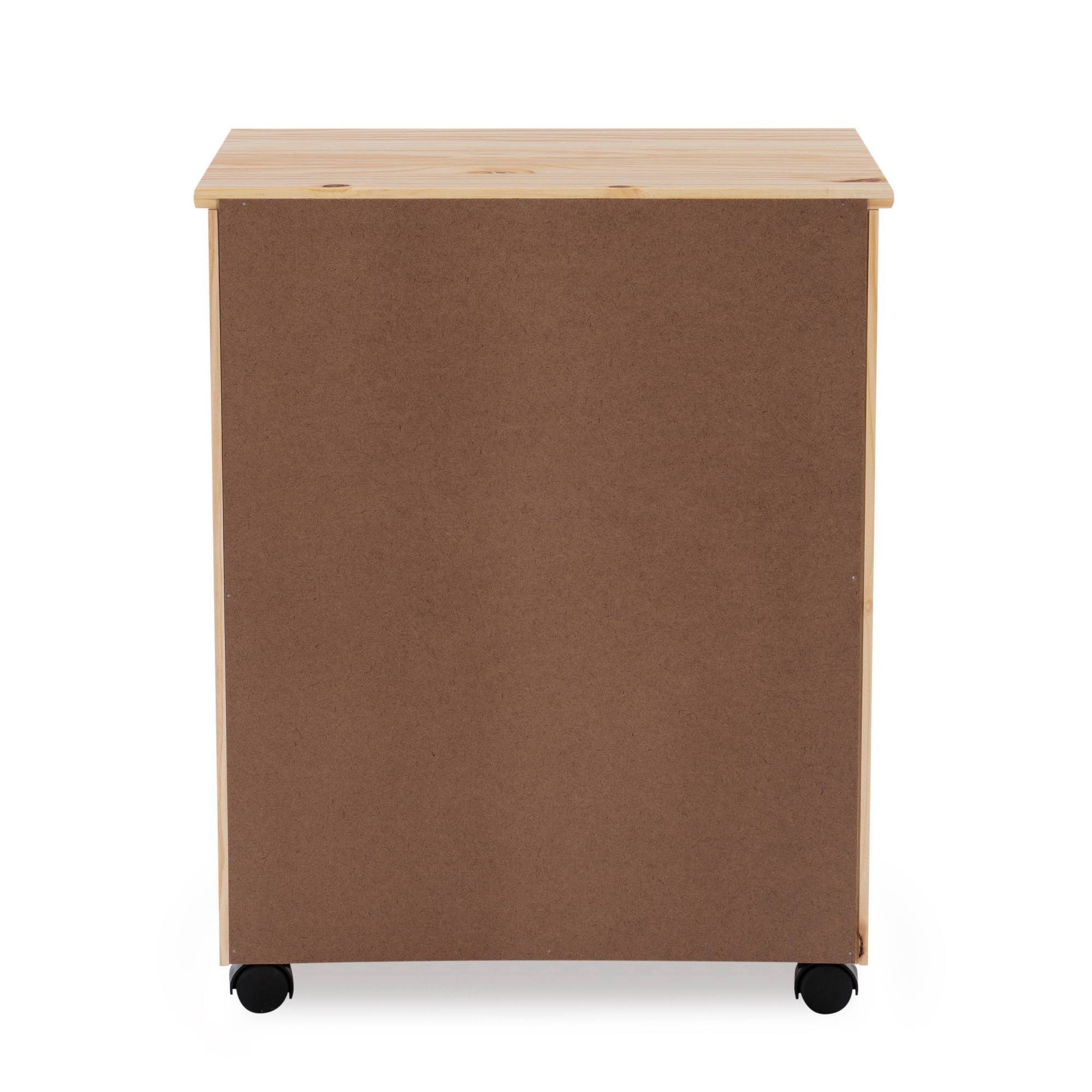 Natural Linon Six Drawer Wide Roll Cart H6579