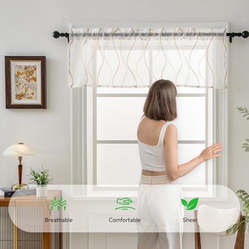 White W52 X L18 Inch Voile Curtain Valance F888978