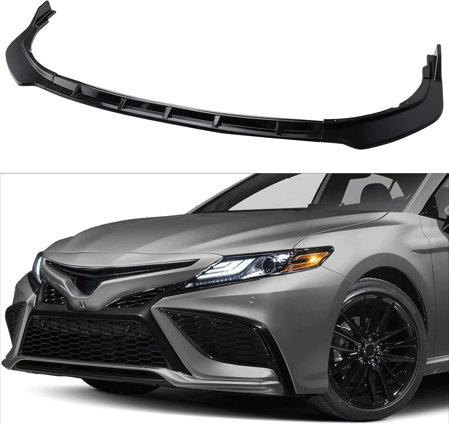 3Pcs Front Bumper Lip ABS Glossy Black Front Splitter Spoiler Pack of 2 E23799