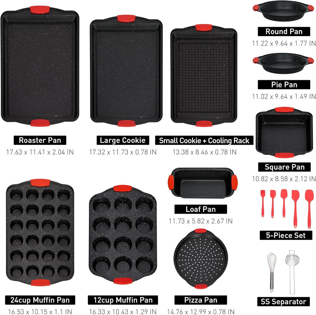 18-Piece Nonstick Carbon Steel Black Baking Pans Set D6329