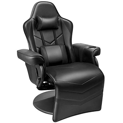 White PU Leather Gaming Recliner Chair with Footrest Headrest and Lumbar Support U2574