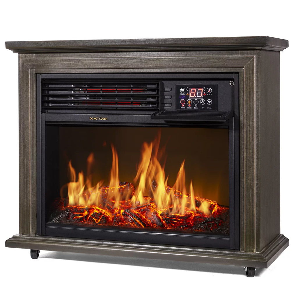 Electric Fireplace Heater Infrared Quartz with Remote Controller, 1500W H78924