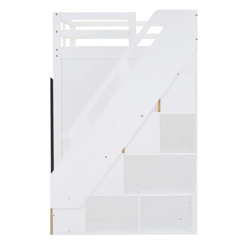 Twin Size Solid Wood Loft Bed with Storage B598