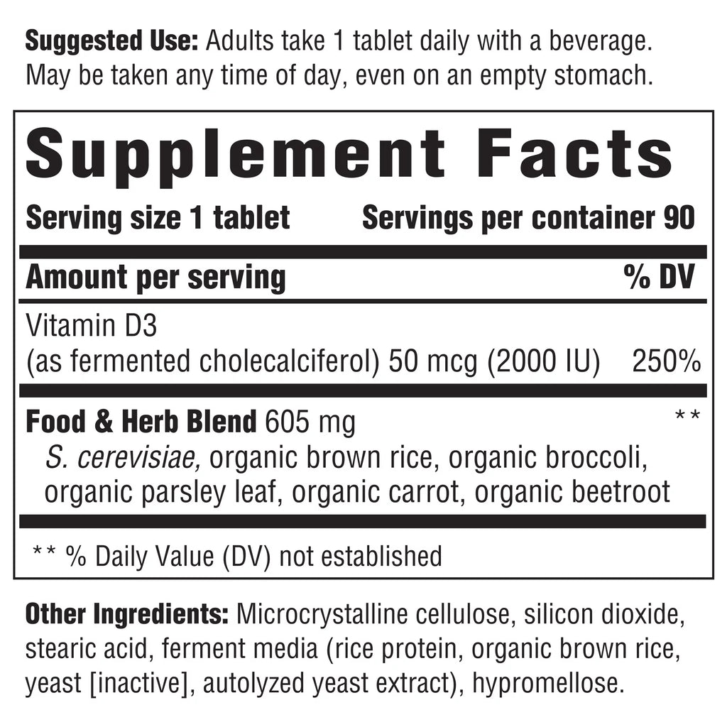 Vitamin D3 2000 IU (50 mcg) Supplement, 90 Tablets X8441