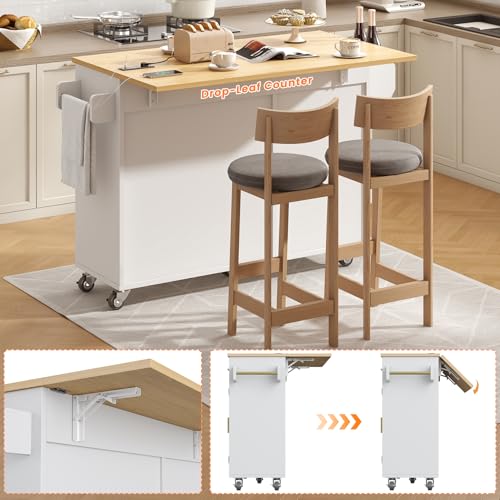 Kitchen Island Cart with Trash Can Storage on Wheels N2113