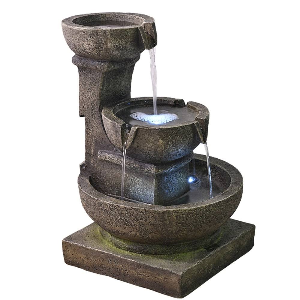 Grey Polyresin Water Fountain with LED Light K100