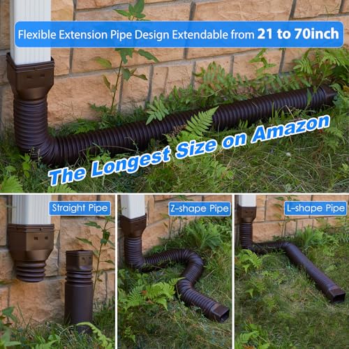 2 Pack Flexible Rain Gutter Downspout Extenders Black U773502