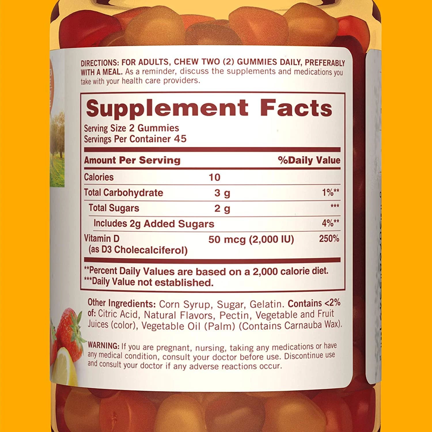 Vitamin D3 2000 IU Gummies, 90 ea (Pack of 6) W51113
