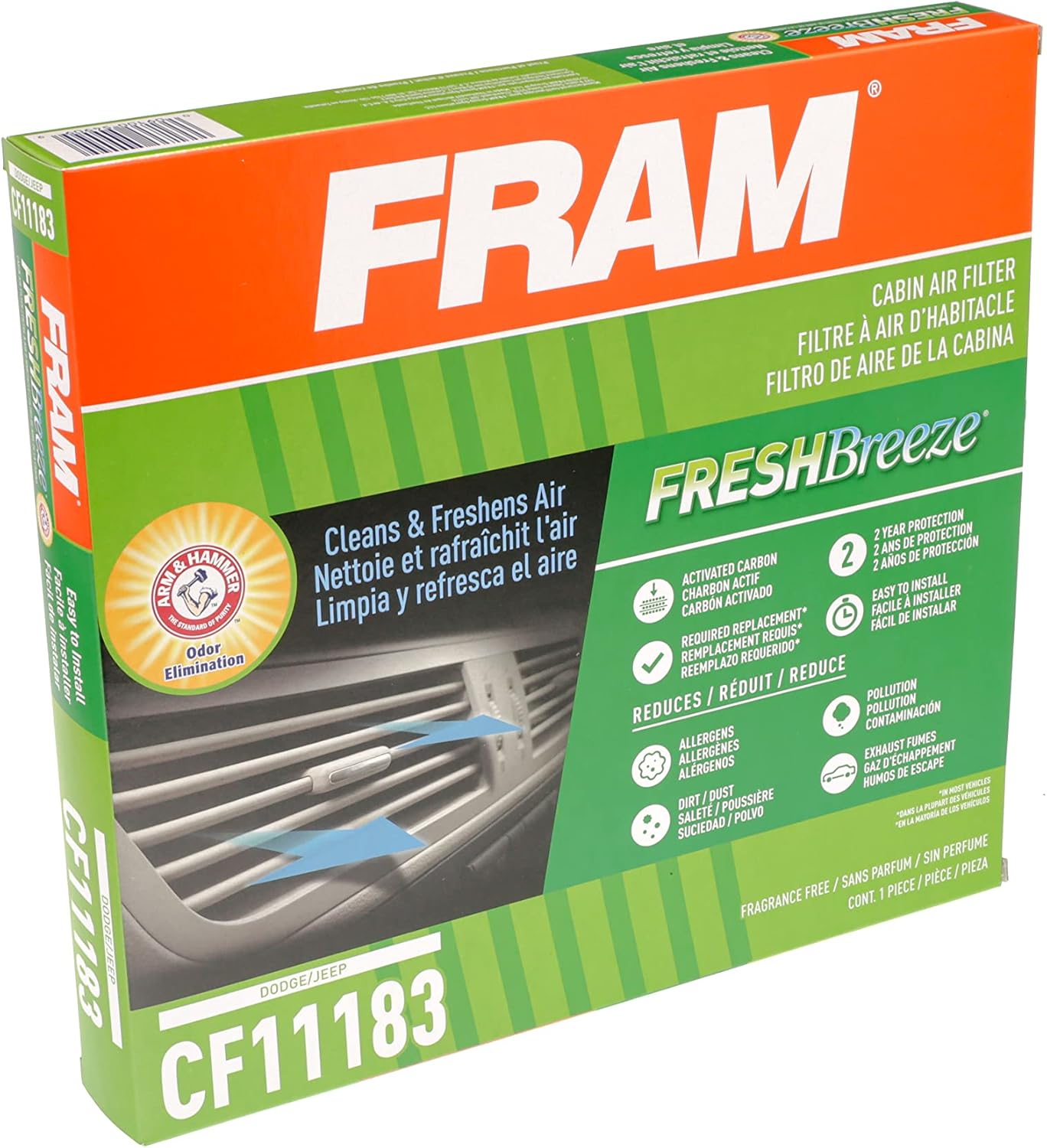 Cabin Air Filter with Arm and Hammer Baking Soda, white G619