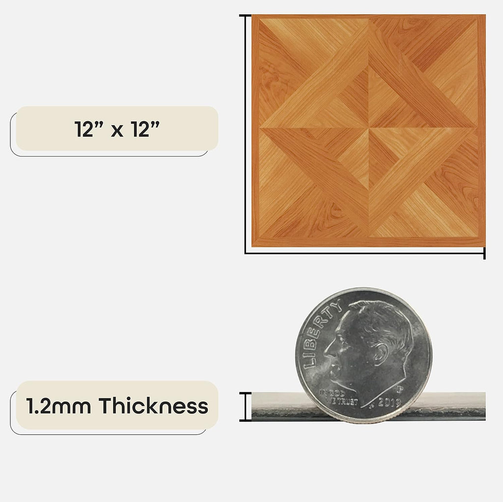 Light Oak Diamond Parquet Pattern 20 Tiles 12" x 12" Self Adhesive Vinyl Floor Tiles G38979