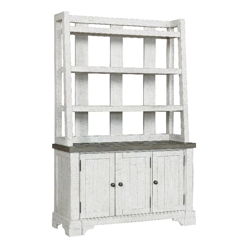 White Wood Credenza with Hutch B5465