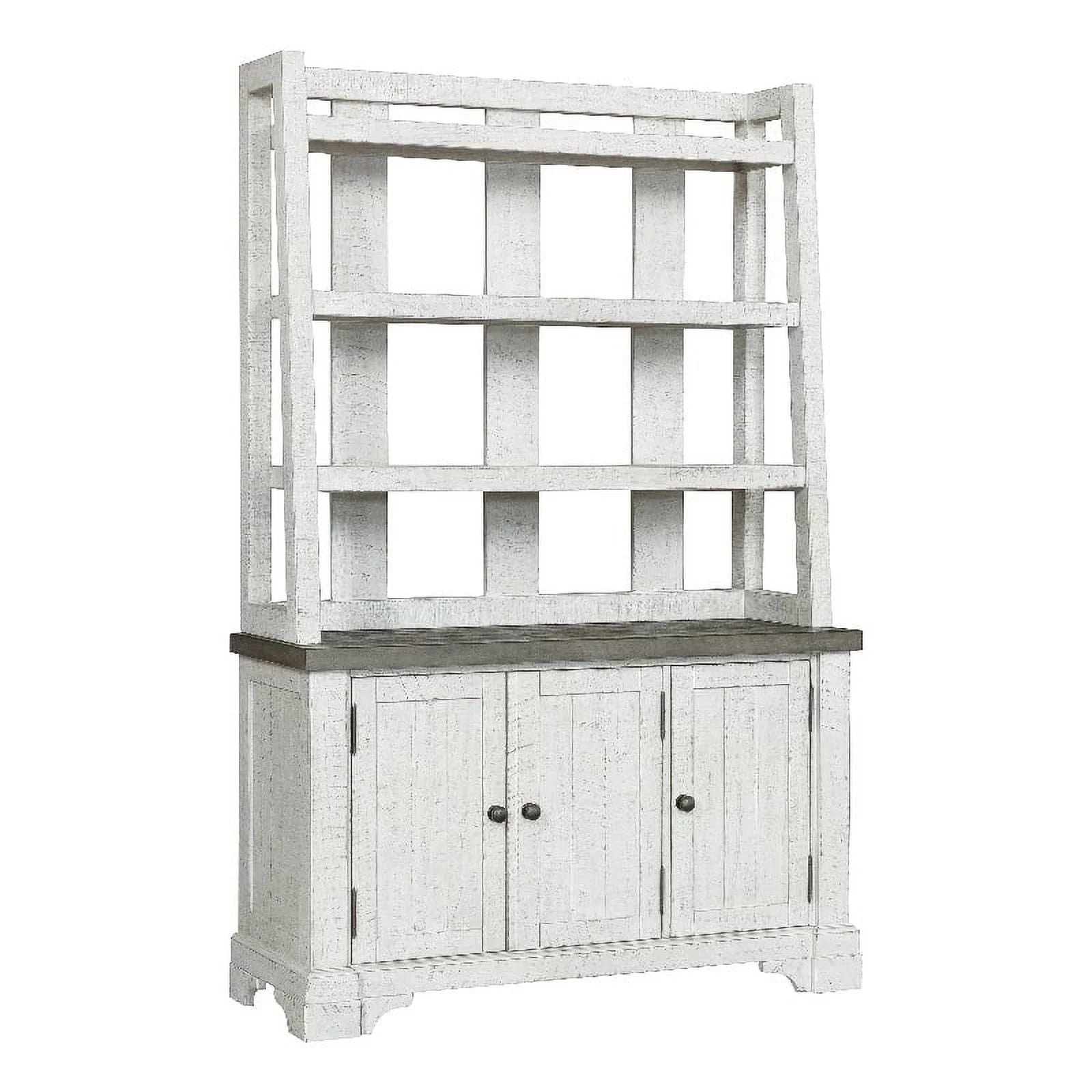 White Wood Credenza with Hutch B5465