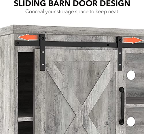 Gray Barn Door TV Stand with Storage and Shelves W179410