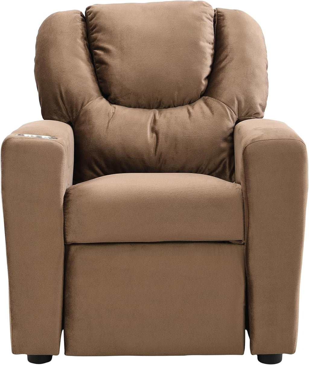 Kids Velvet Recliner Chair with Cup Holder R8425
