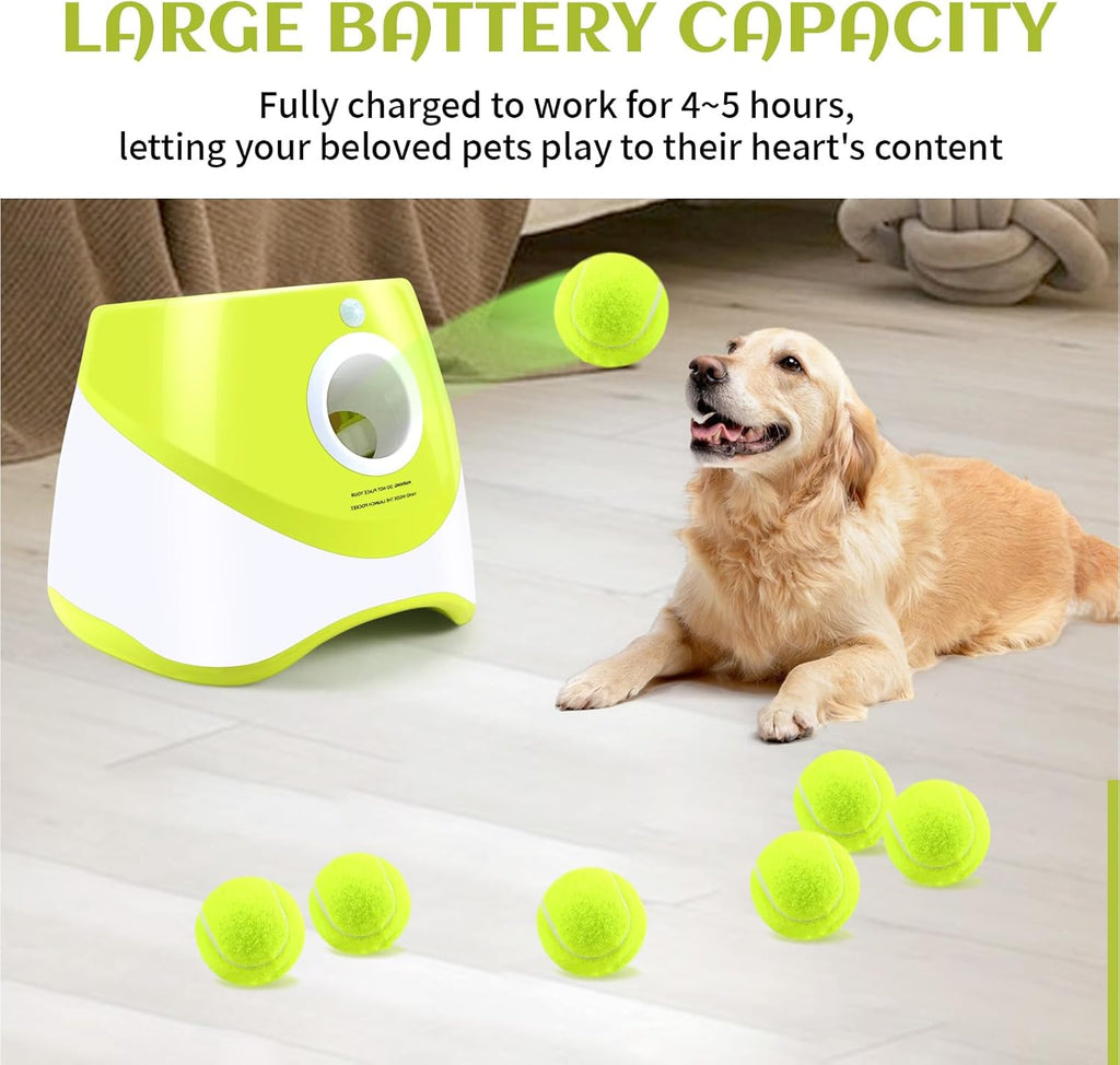 Automatic Ball Launcher for Dogs, 6PCS Tennis Balls Included L6480