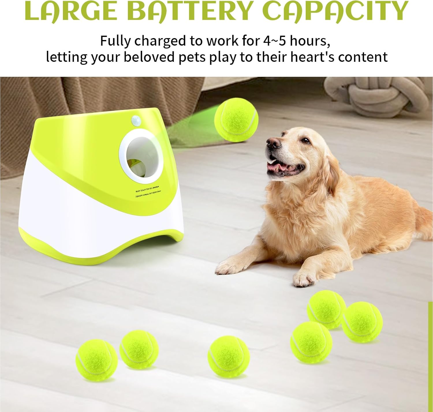 Automatic Ball Launcher for Dogs, 6PCS Tennis Balls Included L6480