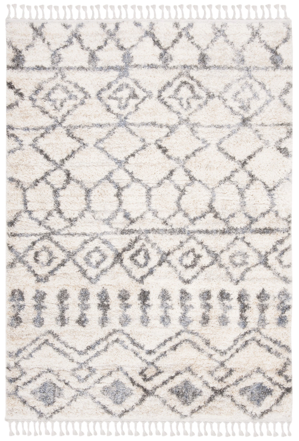 Cream/Grey 6' x 9' Shag Area Rug K3726
